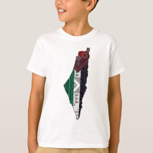 Camiseta Bordado Palestino tatreez Mapa de bandeira livre