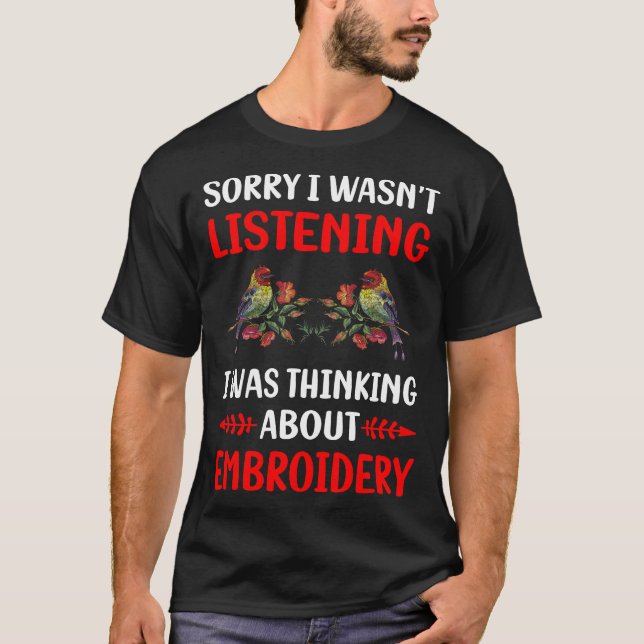 Camiseta Bordado sem Ouvir Bordando Bordar (Frente)