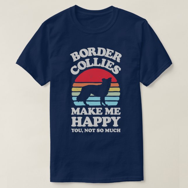 Camiseta Bordas Collies fazem-me feliz retrato sunset dos h (Frente do Design)