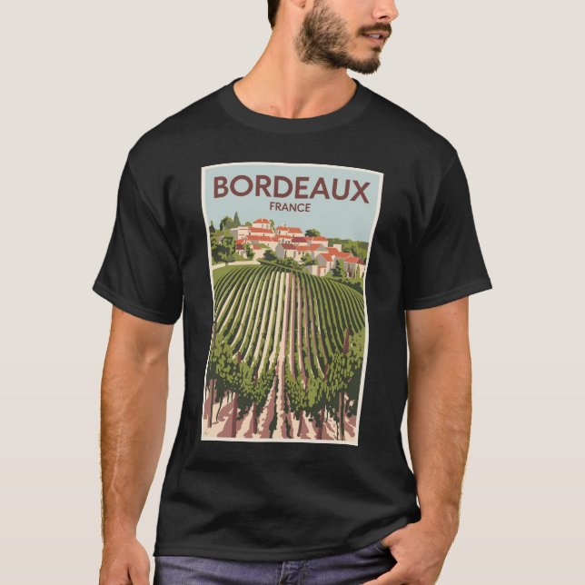 Camiseta Bordeaux France Vineyard Viagem Art Vintage (Frente)