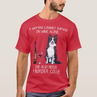 Camiseta Border Collie and wine Funny dog 