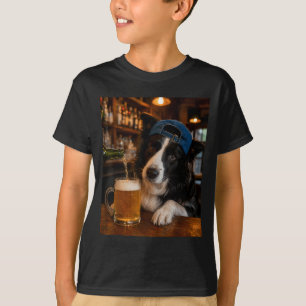 Camiseta Border Collie Bebendo Cerveja Meme de Cachorro Eng