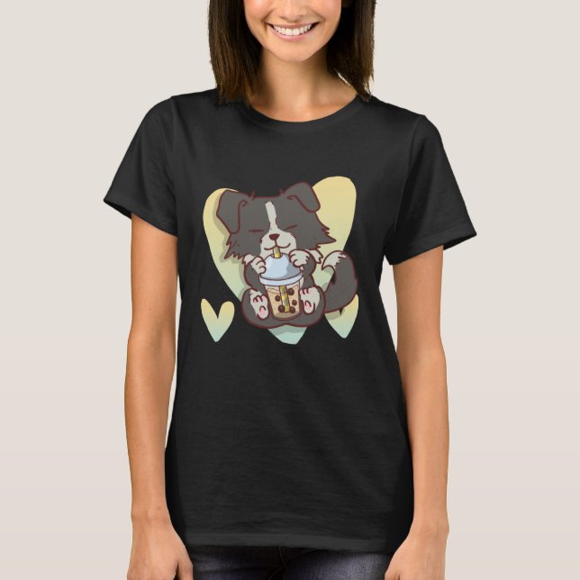Camiseta Border Collie Boba Bubble Tea Dog (Frente)