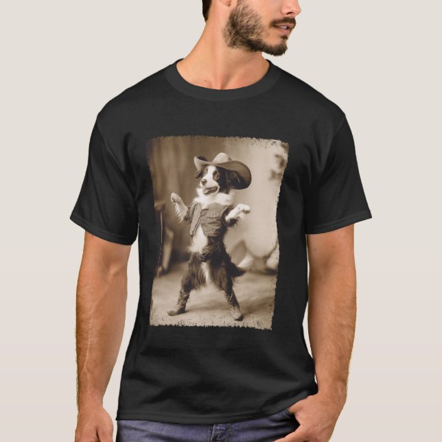 Camiseta Border Collie Cão Cowboy (Frente)