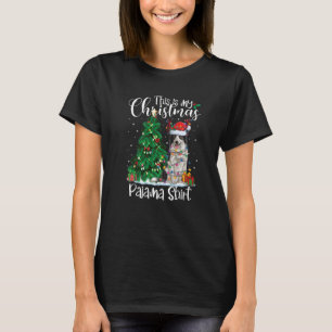 Camiseta Border Collie Christmas Lights Pajama Dog Xmas