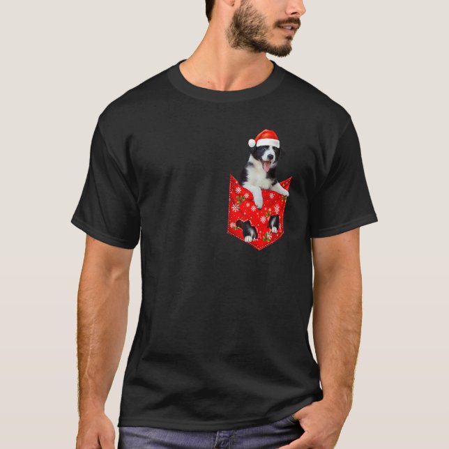 Camiseta Border Collie Christmas Pocket for Border Collie (Frente)