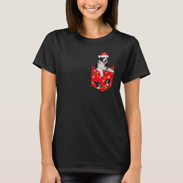 Camiseta Border Collie Christmas Pocket for Border Collie (Frente)
