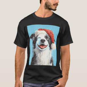 Camiseta Border Collie de Natal Azul Claro 