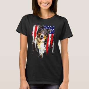 Camiseta Border Collie Dog American Flag Usa Incrível