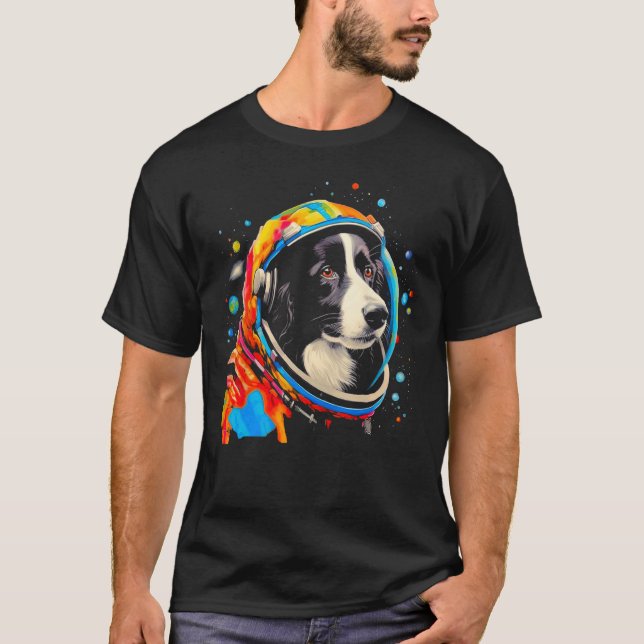 Camiseta Border Collie Dog  Astronaut (Frente)