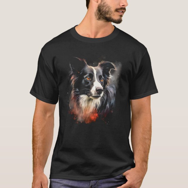 Camiseta Border Collie Dog Australian Shepherd Graffiti Art (Frente)