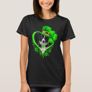Camiseta Border Collie Dog Dia de São Patrício Sobre Irish