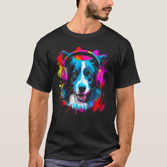 Camiseta Border Collie Dog DJ Festival (Frente)