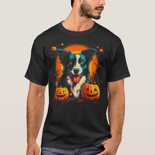 Camiseta Border Collie Dog Halloween Theme (Frente)