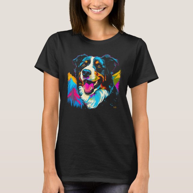 Camiseta Border Collie Dog Mountains (Frente)