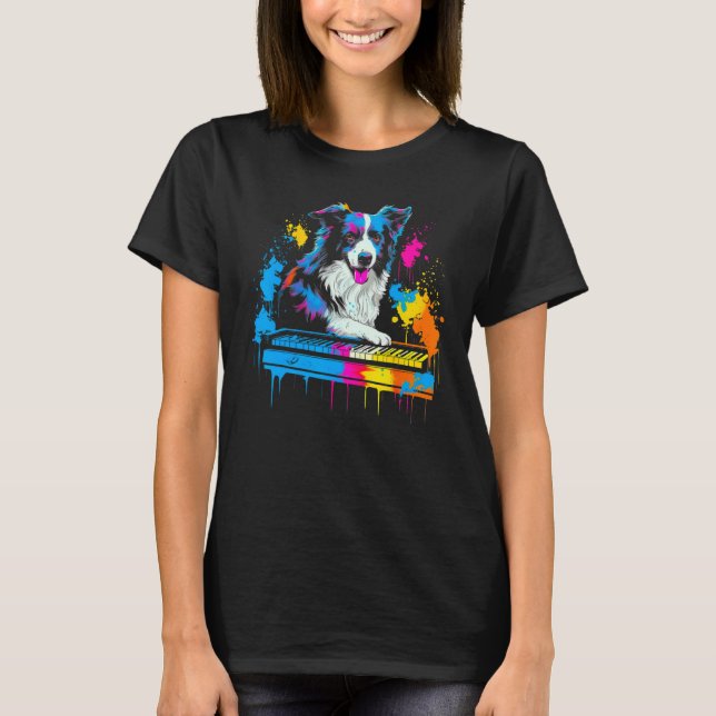 Camiseta Border Collie Dog Pianist (Frente)
