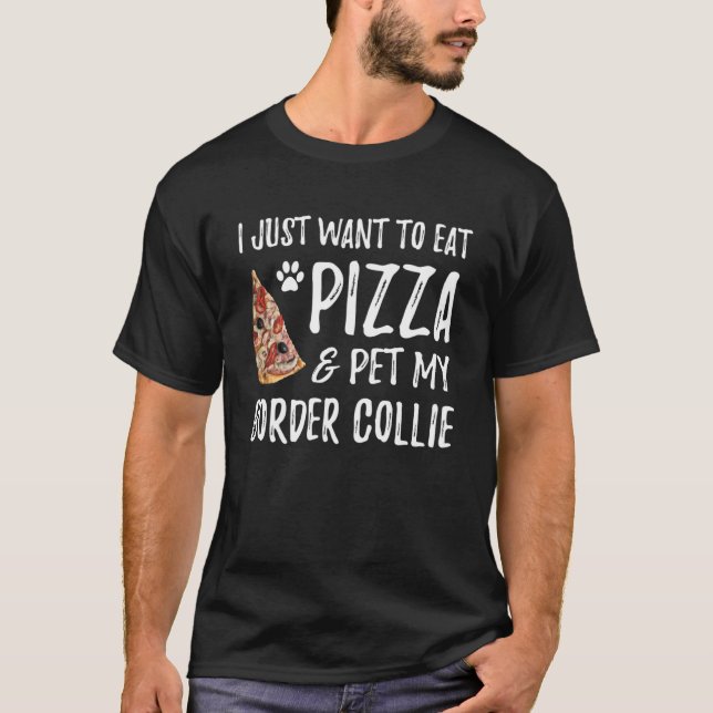 Camiseta Border Collie Dog Pizza Mãe (Frente)