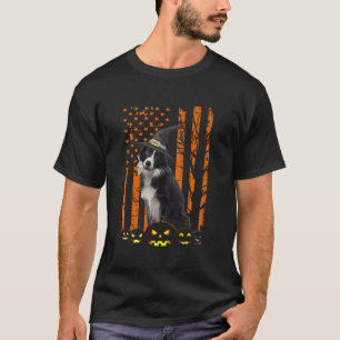 Camiseta Border Collie Dog Pumpkin American Flag Hall