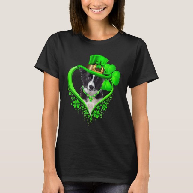 Camiseta Border Collie Dog St Patricks Day Lover Irish Sham (Frente)