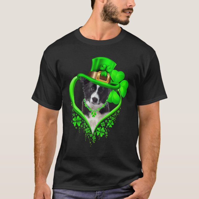 Camiseta Border Collie Dog St Patricks Day Lover Irish Sham (Frente)