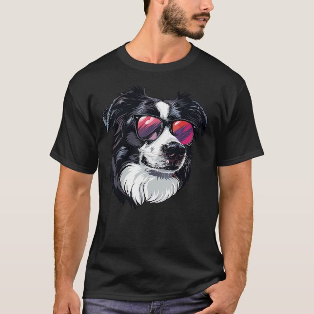 Camiseta Border Collie Dog Sunglasses (Frente)