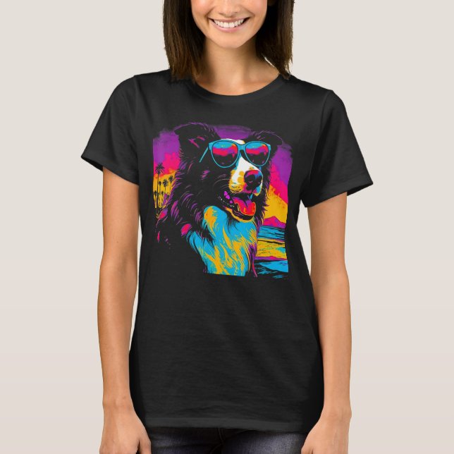 Camiseta Border Collie Dog Sunglasses Party (Frente)