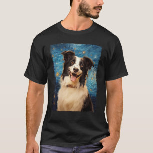 Camiseta Border Collie dog Van Gog art Starry Night Border