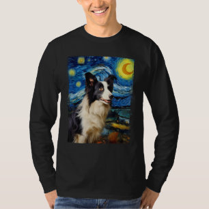 Camiseta Border Collie dog Van Gog art Starry Night Border