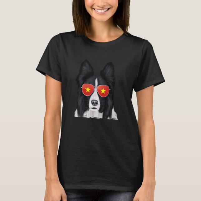 Camiseta Border Collie Dog Vietnam Óculos de sol (Frente)
