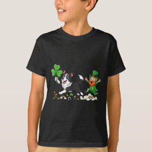 Camiseta Border Collie Engraçado Trevo Dia de São Patrício