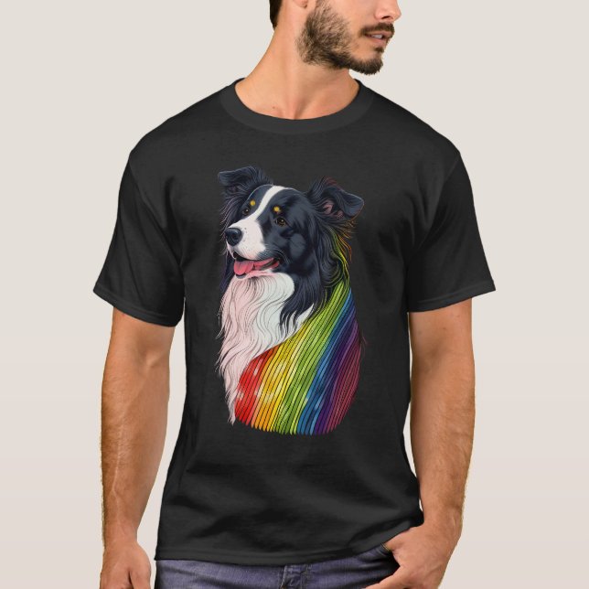 Camiseta Border Collie Gay Pride Dog LGBT on Border Collie  (Frente)