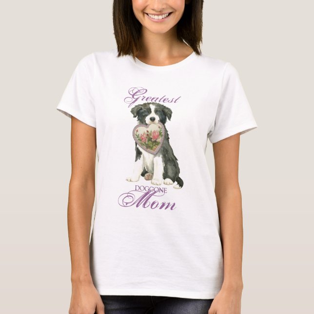 Camiseta Border Collie Heart Mãe (Frente)