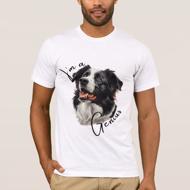 Camiseta Border Collie 'I'm a Genius'. Diversão e Design in (Frente)