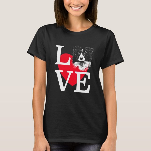 Camiseta Border Collie Love Cute heart Border Collie (Frente)