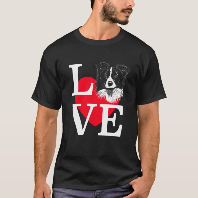 Camiseta Border Collie Love Cute heart Border Collie (Frente)
