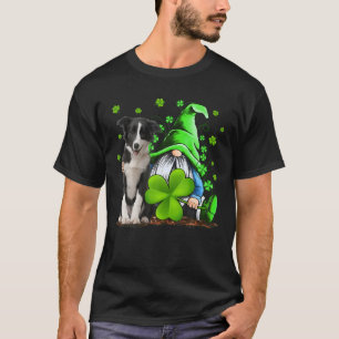 Camiseta Border Collie Lover Gnome Clover Shamrock Rua