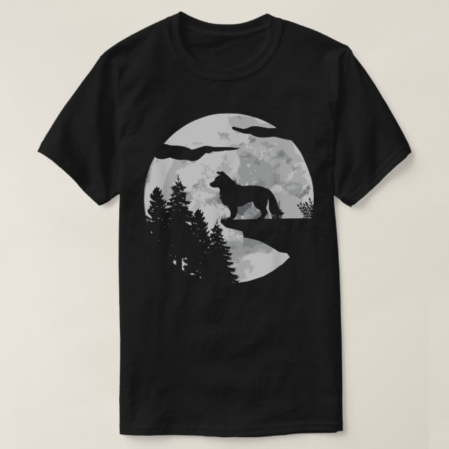 Camiseta Border Collie Lua Cheia À Noite  Dono de Cachorro  (Frente do Design)