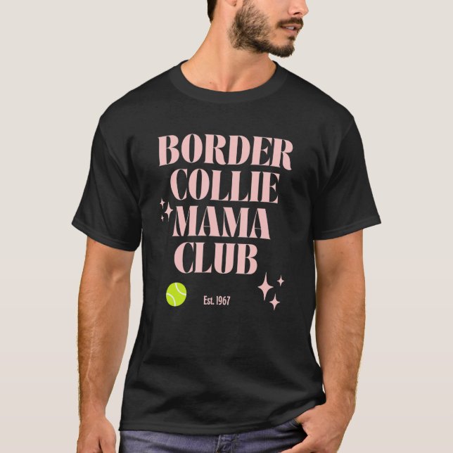 Camiseta Border Collie Mom Club Retro Groovy Dog Mum Funny  (Frente)