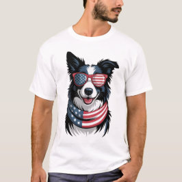 Camiseta Border Collie Patriótico