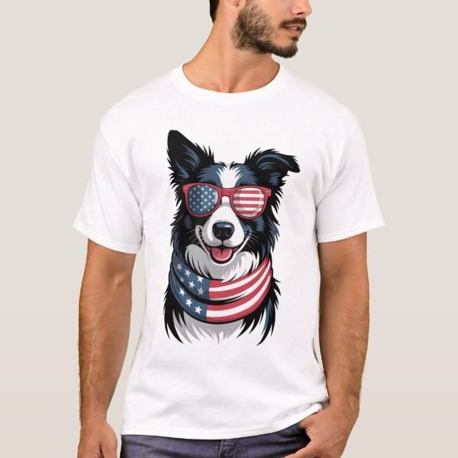Camiseta Border Collie Patriótico (Frente)