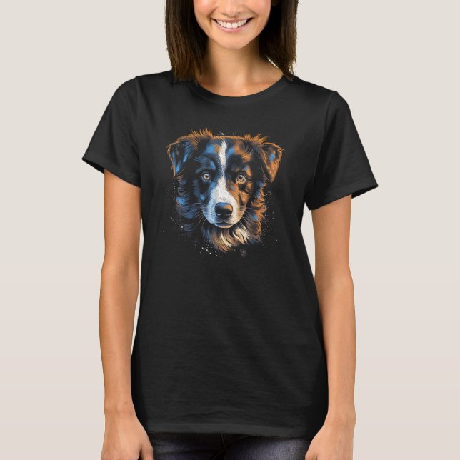 Camiseta Border Collie Puppy Australian Shepherd Dog Dogs G (Frente)