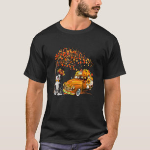 Camiseta Border Collie Vestindo Chapéu Outono Árvore Caminh