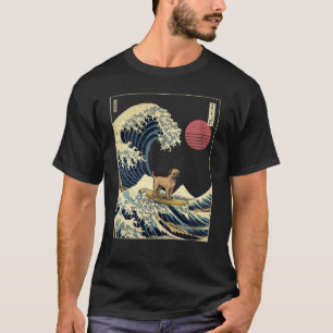 Camiseta Border Terrier Kanagawa Onda de Surf Japonêsa