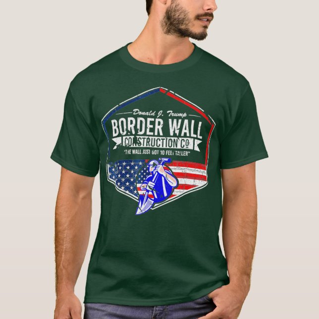 Camiseta Border Wall Construction Co Donald J Trump EUA (Frente)