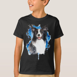 Camiseta Bordo Collie Colorida Cão Sobrecarregado