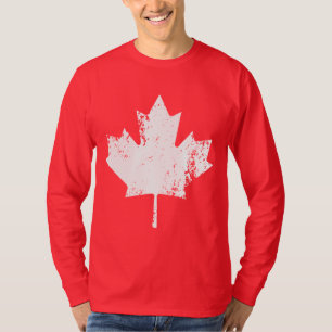Camiseta Bordo da bandeira de Canadá do Grunge - branco