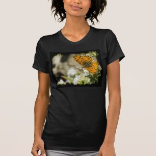 Camiseta Bordo Negro da Borboleta Laranja