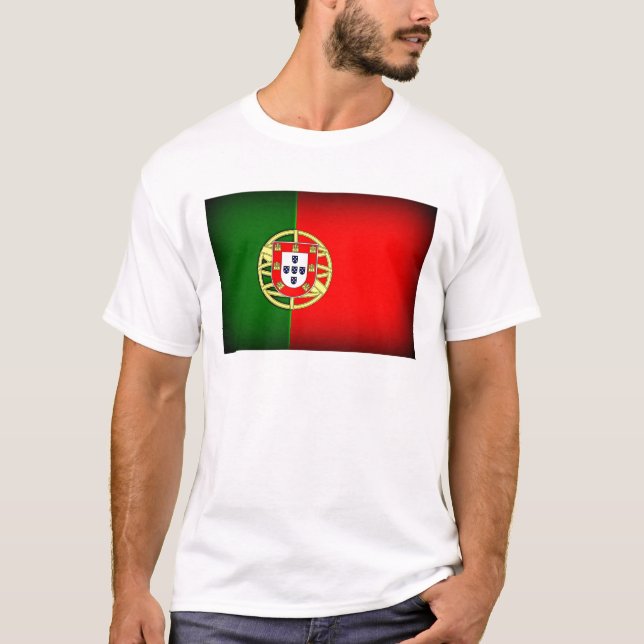 Camiseta Bordo Negro de Bandeira Portugal (Frente)