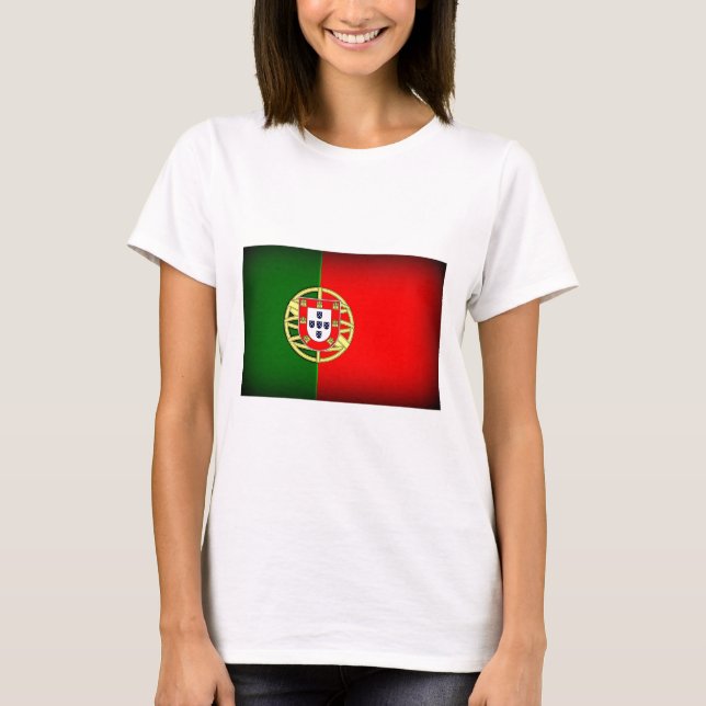 Camiseta Bordo Negro de Bandeira Portugal (Frente)