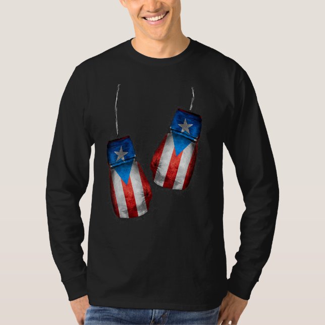Camiseta Boricua Boxers Boxando Ventiladores Luvas Porto Ri (Frente)